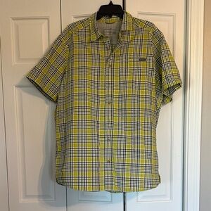 Eddie Bauer Men's Green and Black Plaid Button Down Shirt XL Tall